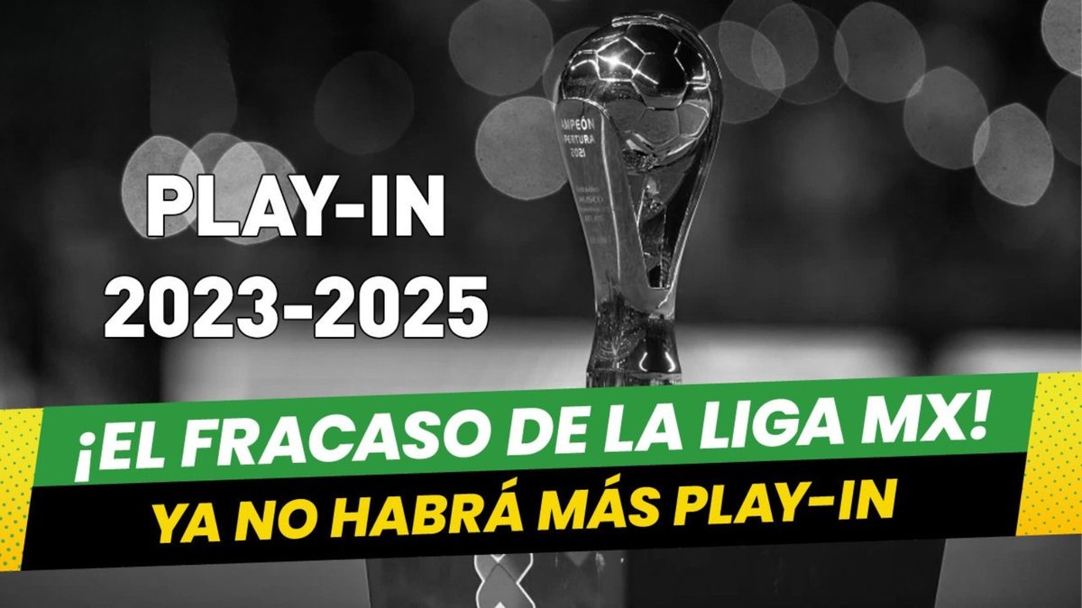 Trofeo de campeón de la Liga MX en blanco y negro con el texto Play-In 2023-2025